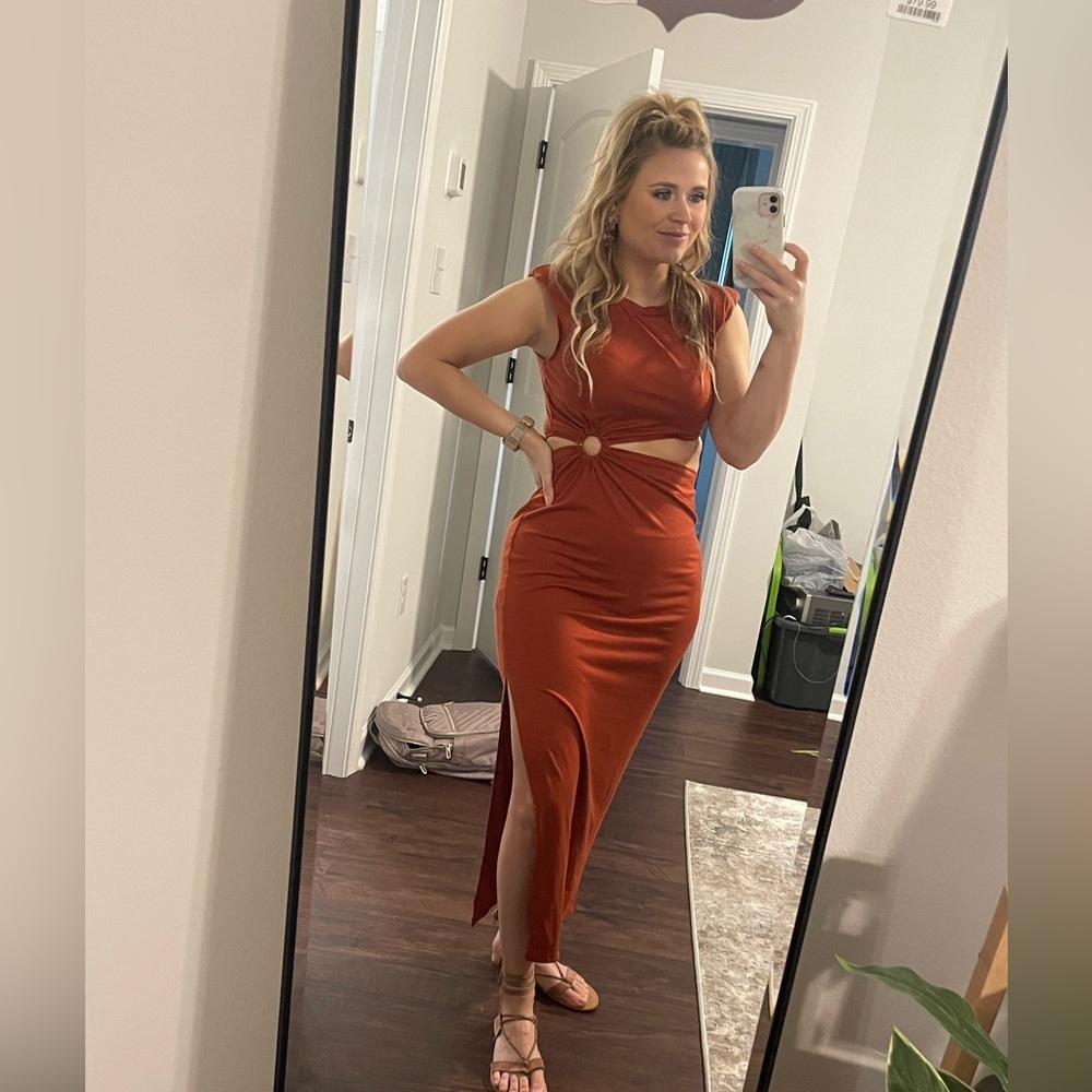 Burnt Orange Cut Out Dress